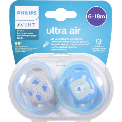 Пустушка Avent Ultra-Air 6-18 міс. 2 шт. д/хлопч.
