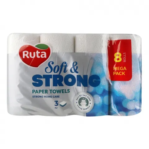 Рушники паперові Рута 8 шт. Soft Strong білі 3 шар.