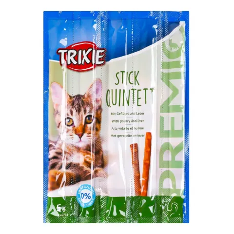 Ласощі д/котів Trixie Premio Quadro-Sticks 4х5 г Палички з птицею та печінкою
