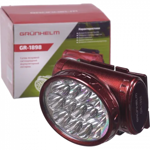 Ліхтар LED Grunhelm акум налобний GR-1898 13 3х400mAh 121290