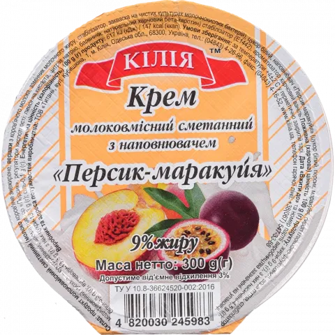 Крем сметанковий Кілія 300 г стак. Персик-Маракуя