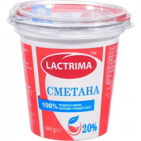 Сметана Lactrima 20 300 г стак.