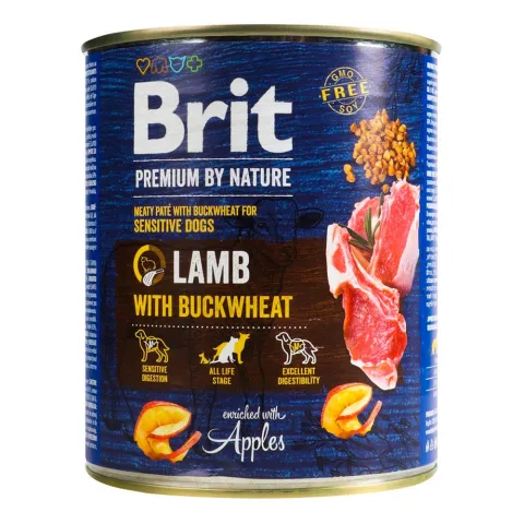 Корм д/собак Brit Premium by Nature 800 г з/б з ягням та гречкою