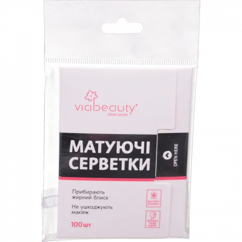 Серветки VIA Beauty 100 шт. матуючі