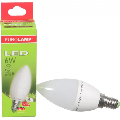Лампа LED EuroLamp свічка жовта 6 Вт Е14