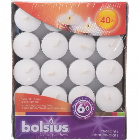 Свічки - таблетки Bolsius 6 год. 40 шт. білий арт. 103630508500