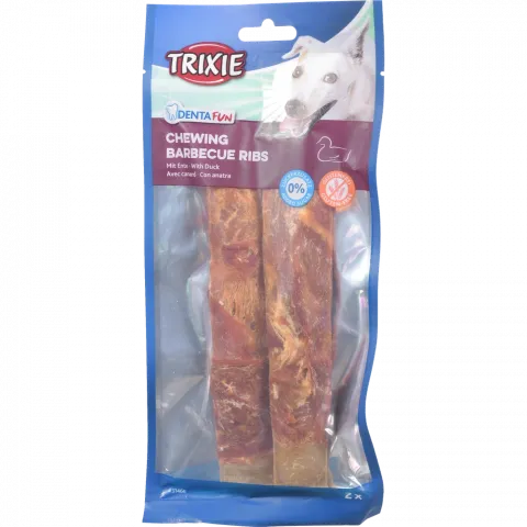 Ласощі д/собак Trixie 2 шт. ребра жувальні Denta Fun д/чищення зубів з качкою 17 см