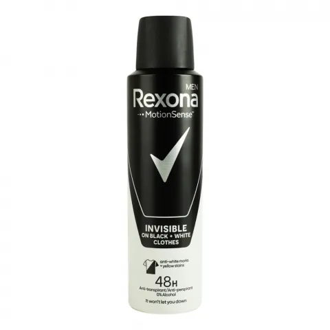 Дезодор Rexona 150 мл спрей д/чол. Невидимий на чорному і білому