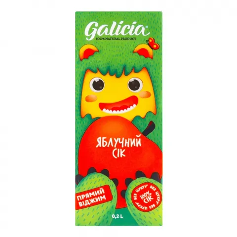 Сік Galicia 0,2 л т/п Яблучний неосвітлений