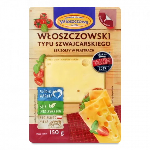 Сир Wloszczowa 150 г Влощовський швейцарський наріз. 45 (Польща)