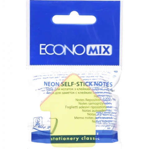 Блок паперу з клейким шаром Economix Стріла 45х50 мм 80 арк. 4 кол. E20951