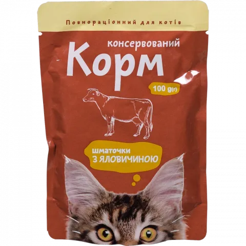 Корм д/котів Українська зірка 100 г пак. яловичина