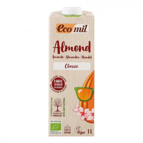 Молоко Ecomil рослин. органіч. 1 л з мигдалю класичне без глютену