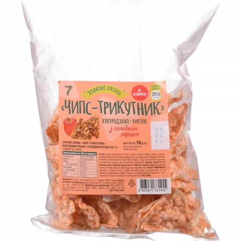 Злакові хлібці 7` Чипс-трикутник 50 г кукур.-рис. з солодким перцем`