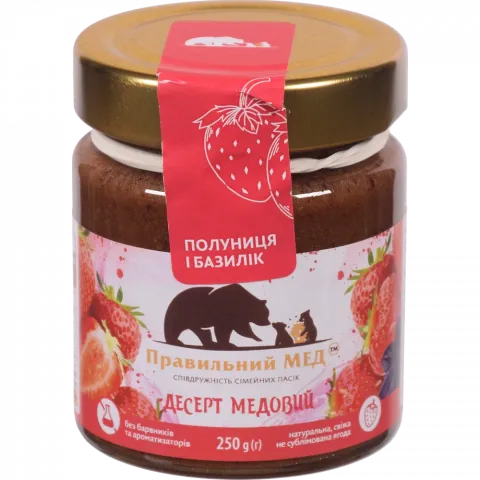 Мед Правильний мед 250/260 г скл. з полуницею і базиліком