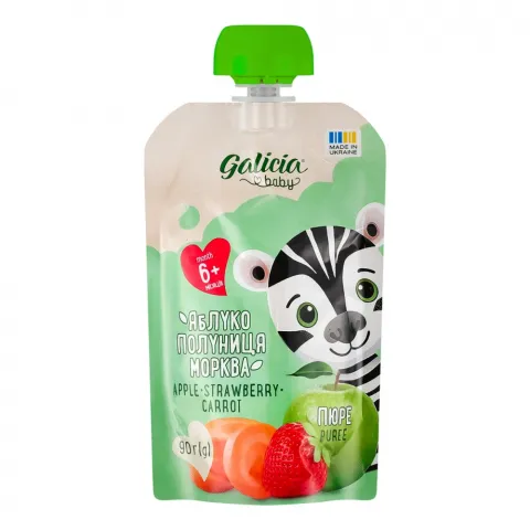 Пюре Galicia Baby 90 г Яблучно-полунично-морквяне