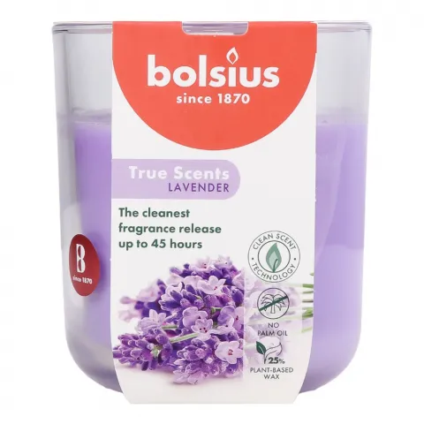 Свіча Bolsius в скл. аром 97/85 True scents лаванда 45 год., арт. 101924940377