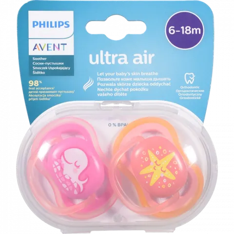 Пустушка Avent Ultra-Air 6-18 міс. 2 шт. д/дівч.