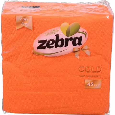 Серветки Zebra Gold двошарові 45/35 шт. помаранчеві И206/781 (Болгарія)