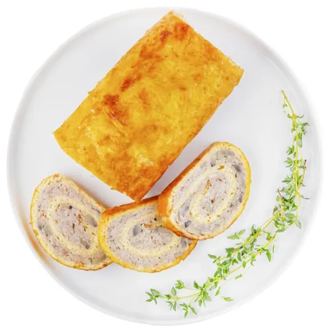 Рулет сирний з куркою та грибами ваг. Кулінар.