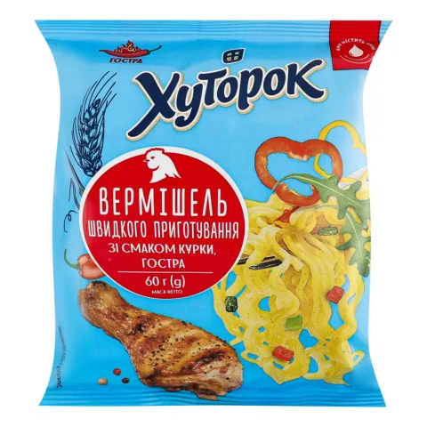Вермішель Хуторок 60 г зі смаком курки гостра
