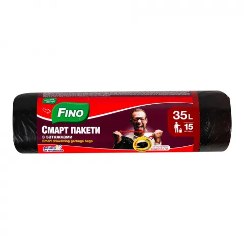 Пакет д/сміття МЖ/FINO 35 л 15 шт. із затяж. 1846/7043