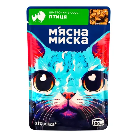 Корм д/котів М`ясна миска 100 г з птицею