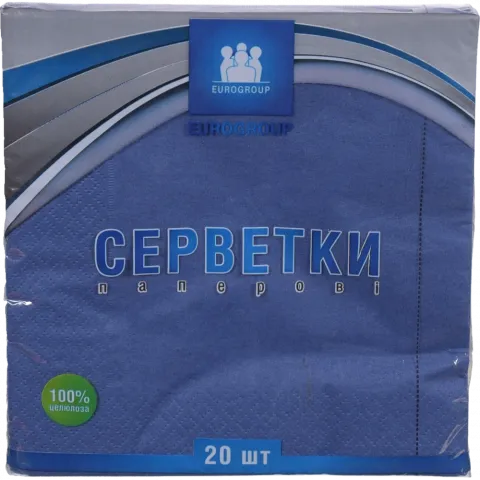 Серветки Єврогруп 18/20 шт. 3333 сині 815