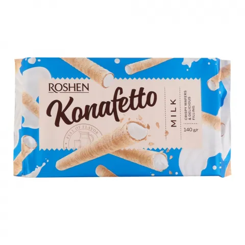 Трубочки ваф. Рошен 145 г Konafetto з молочною начинкою