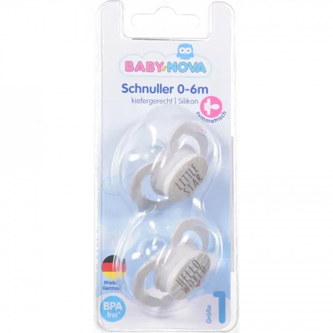 Пустушка Baby-Nova 2 шт. р.1 силікон. кругл. Сіра