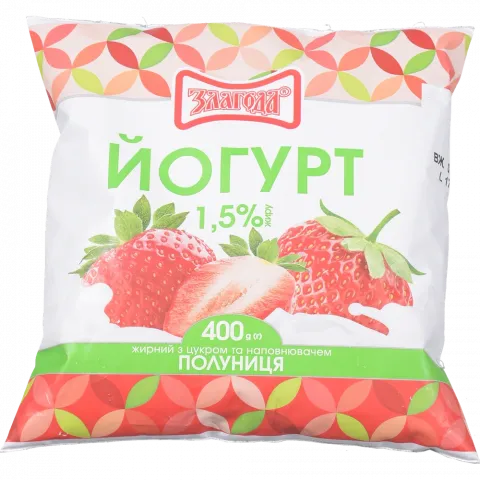 Йогурт Злагода 400 г 1,5 п/е Полуниця