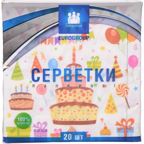 Серветки Єврогруп 18/20 шт. 3333 3-х шар. Свято 480