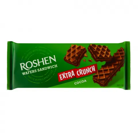 Вафлі Рошен 142 г Wafers Sandwich Crunch шоколад