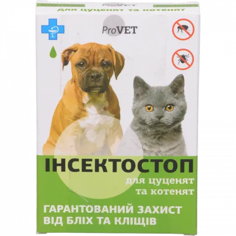 Краплі Природа ProVET Інсектостоп 6х0,5 мл д/кошенят і цуценят від бліх та кліщів PR020027