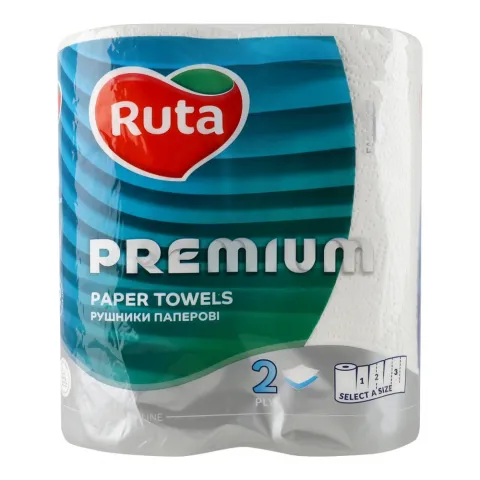 Рушники паперові Рута 2 шт. Premium білі 2 шар.