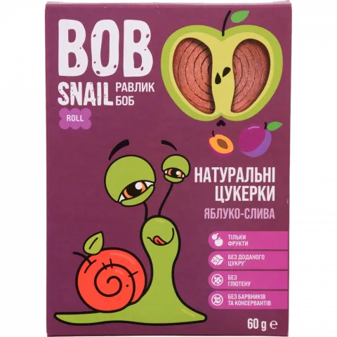 Цукерки Равлик Боб 60 г дит. Яблуко-слива