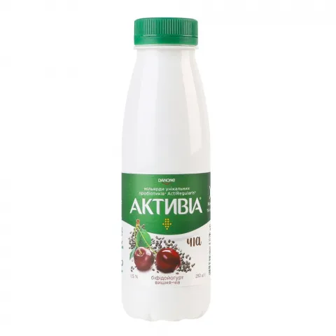 Біфідойогурт Данон Активіа 1,5 290 г бут. вишня-чіа
