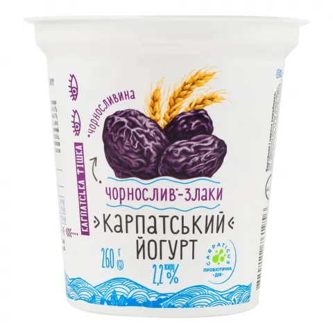Йогурт Галичина 2,2  260 г стак. Чорнослив-злаки