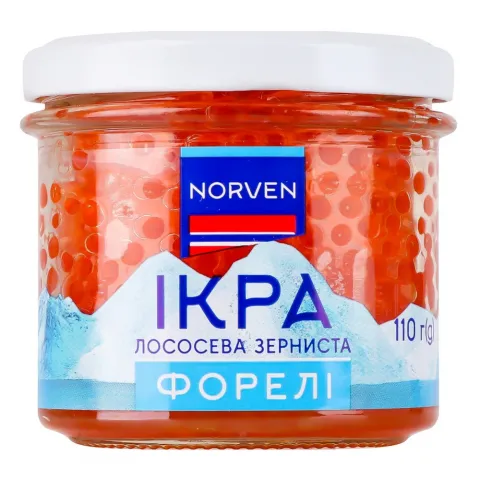 Ікра лососева форелі Norven 110 г скл. зерниста