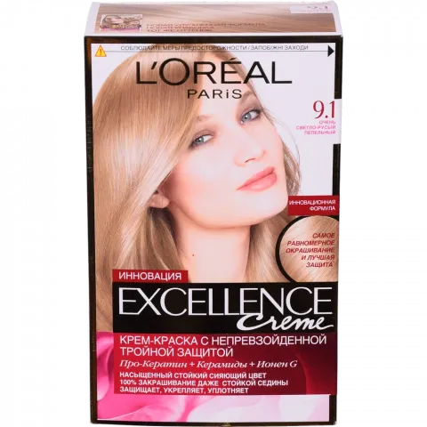 Фарба д/волосся L`Oreal EXCELLENCE 9.1 дуже світло-русявий попеляст.
