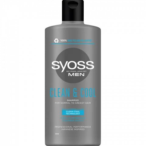 Шампунь Syoss 440/500 мл Men Clean and Cool д/нормального та жирного волосся