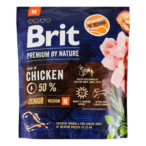 Корм д/цуценят Brit Premium 1 кг сух. д/серед. порід з куркою 170812