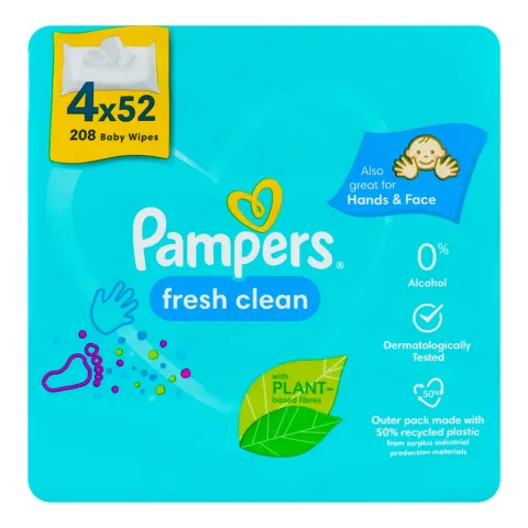Серветки вологі дит. Pampers 4х52 шт. Fresh Clean