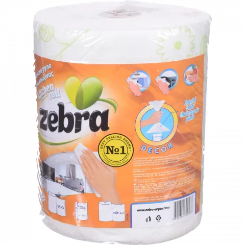 Рушники папер. Zebra Decor 1 рулон 150 арк., 34,5 м, 2-х шар. И586 (Болгарія)