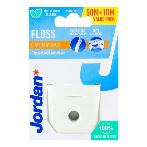 Нитка д/зубів Jordan Everyday floss 50 м з фтором м`ятою двошарове покриття воском