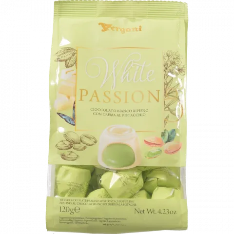 Цукерки Vergani 120 г з фісташ. Кремом в білому шок. пак (Італія)