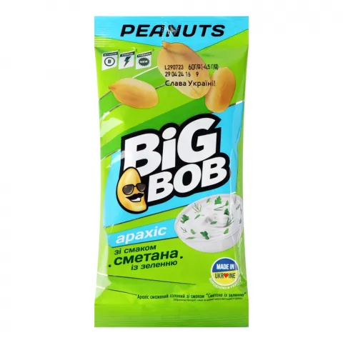 Горішки Big Bob Арахіс 60 г зі смаком Сметанаіззеленню