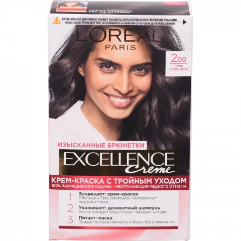 Фарба д/волосся L`Oreal EXCELLENCE 200 Кавовий