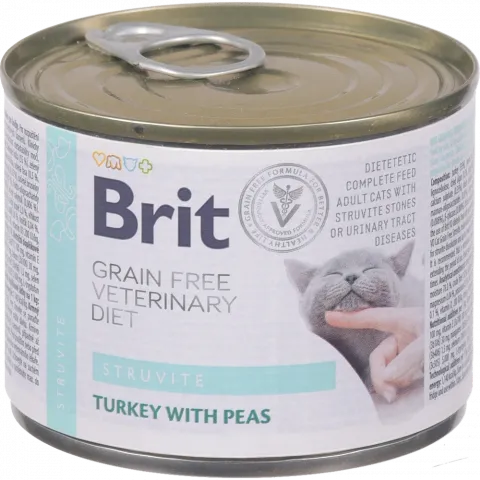 Корм д/котів Brit GF VD 200 г з/б Struvite при сечокам. хвор. з яйцем, індичкою горохом та гречкою