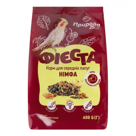 Корм Фієста 600 г пак. Німфа д/середніх папуг